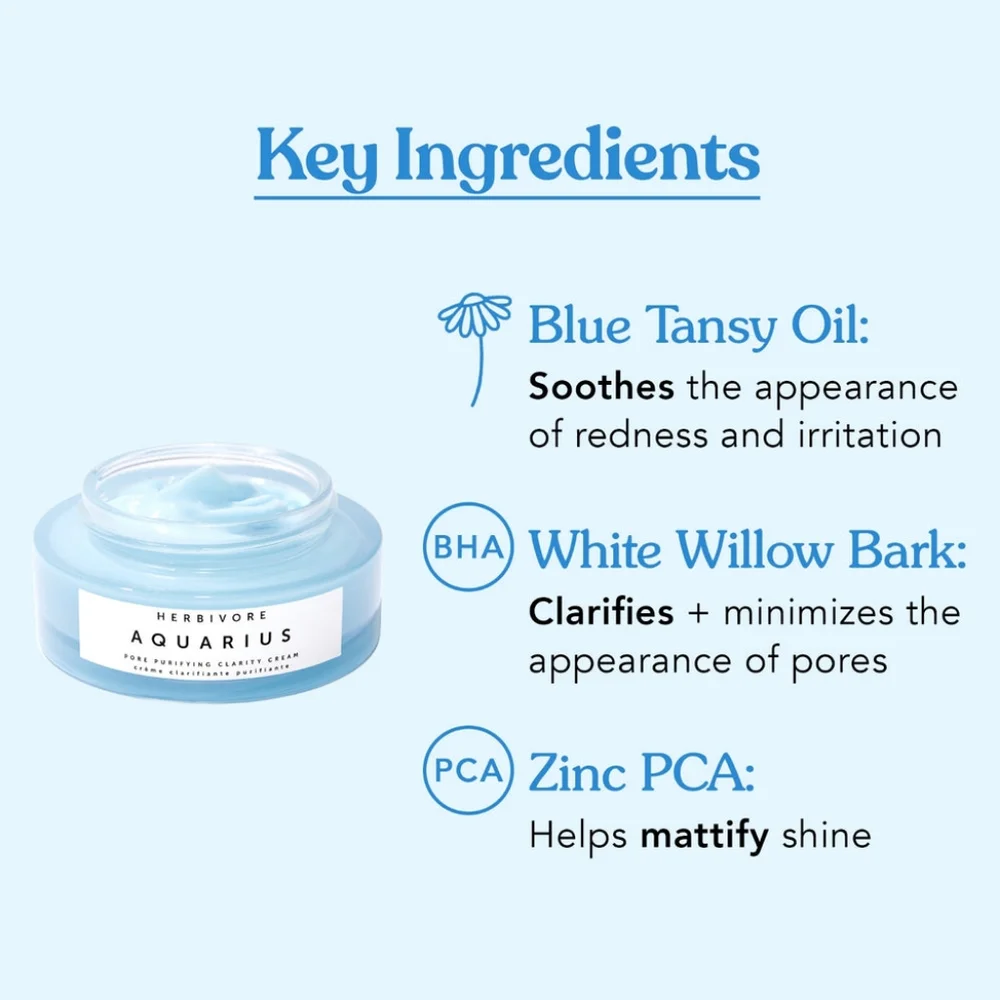 HERBIVORE Botanicals AQUARIUS Pore Purifying Clarity Cream, 50ml/1.7fl oz - Picture 8 of 11